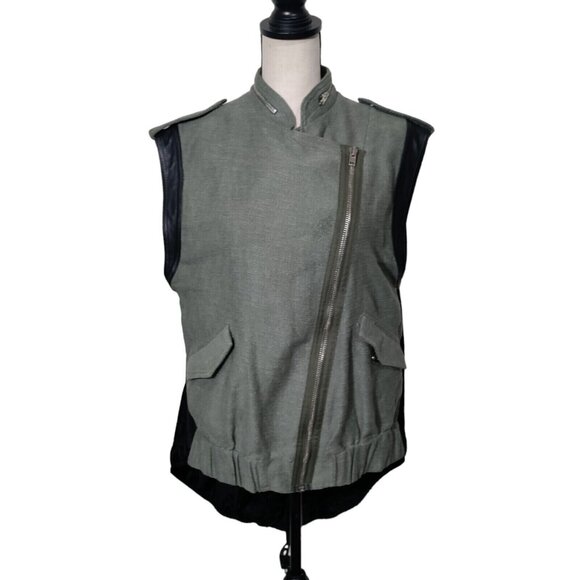 Alexander Wang Jackets & Blazers - Alexander Wang Green Vest With Lamb Leather Trim Hi low Woman's Size 2 (small)